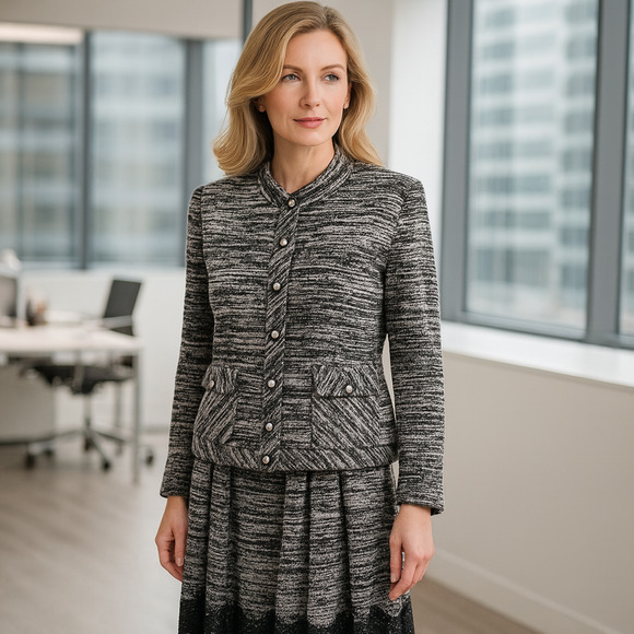 Karl Lagerfeld Jackets & Blazers - Karl Lagerfeld Paris Women’s Medium (10) 2-Piece Suit Black White Jacket & Skirt